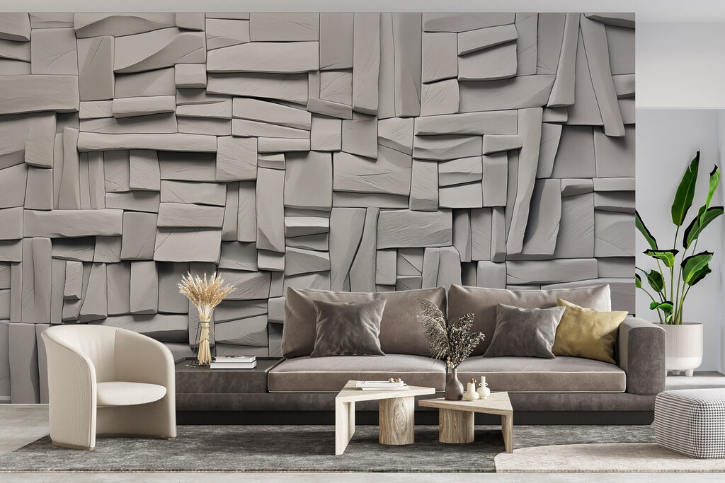 White wall with rectangles