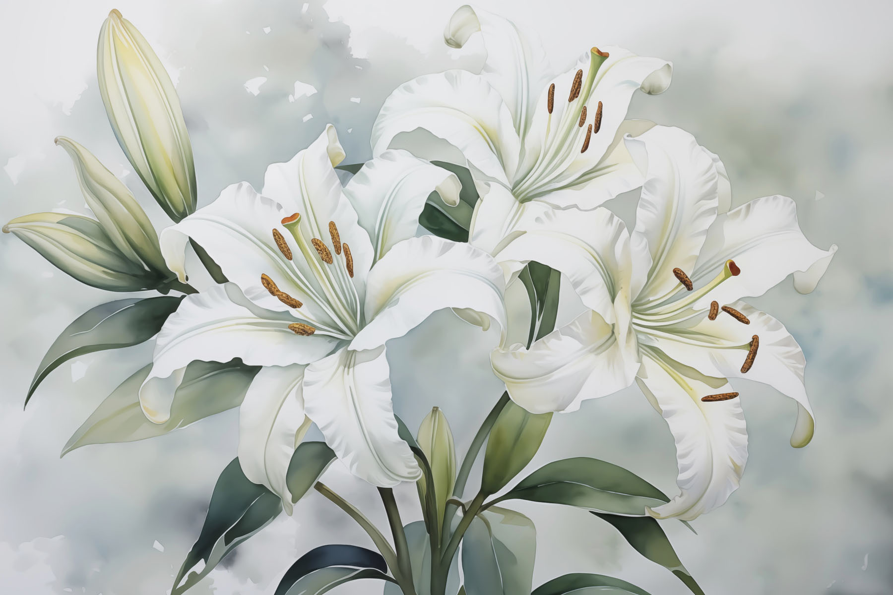 Delicate lilies in soft hues