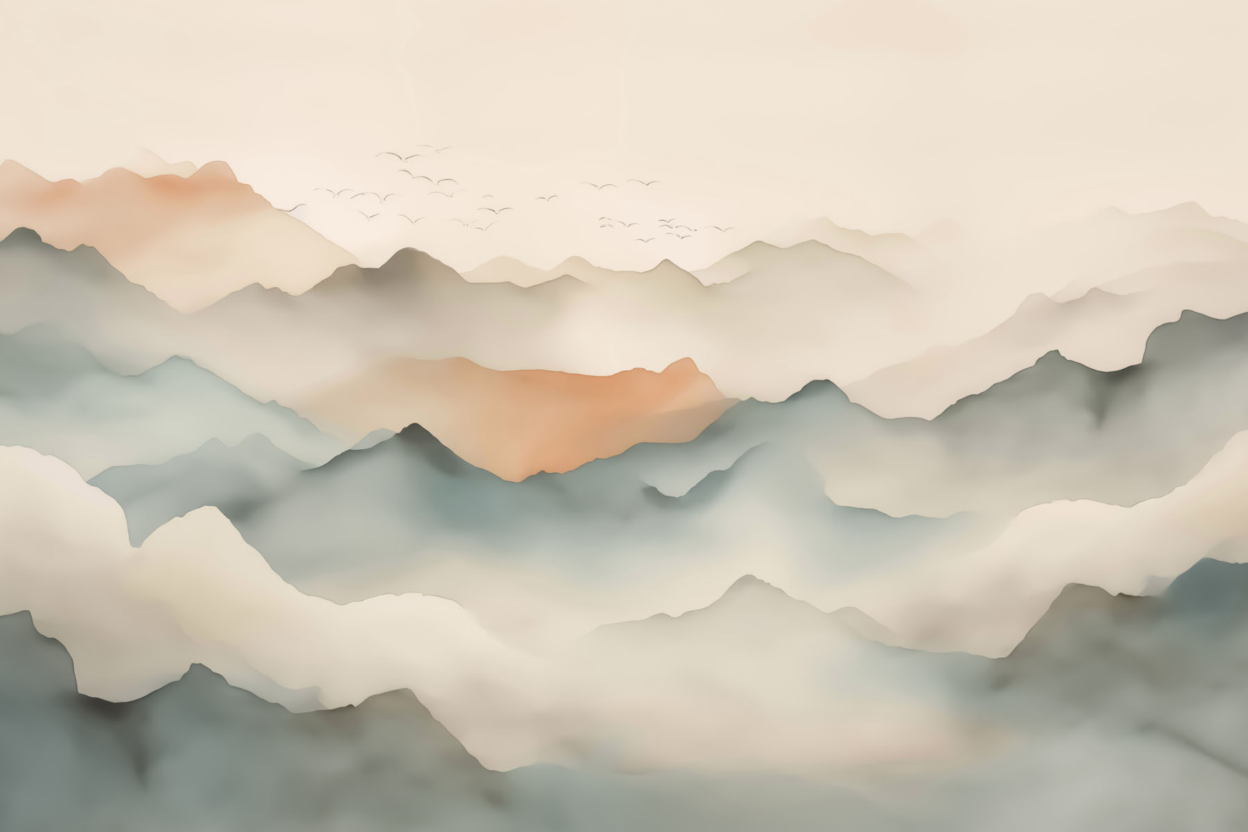 Landscape of mountains with clouds