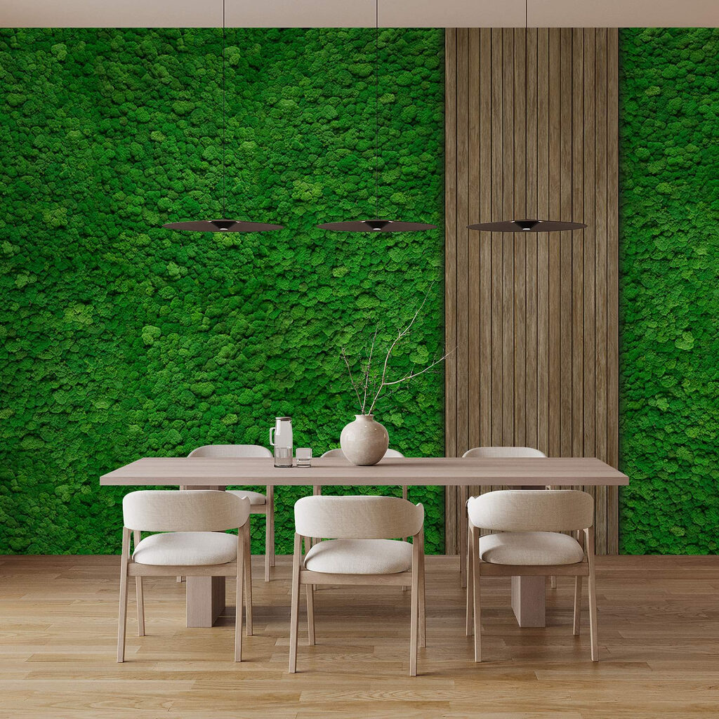 Wood plank on a green wall