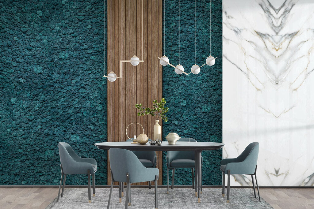 Wood plank on a blue carpet