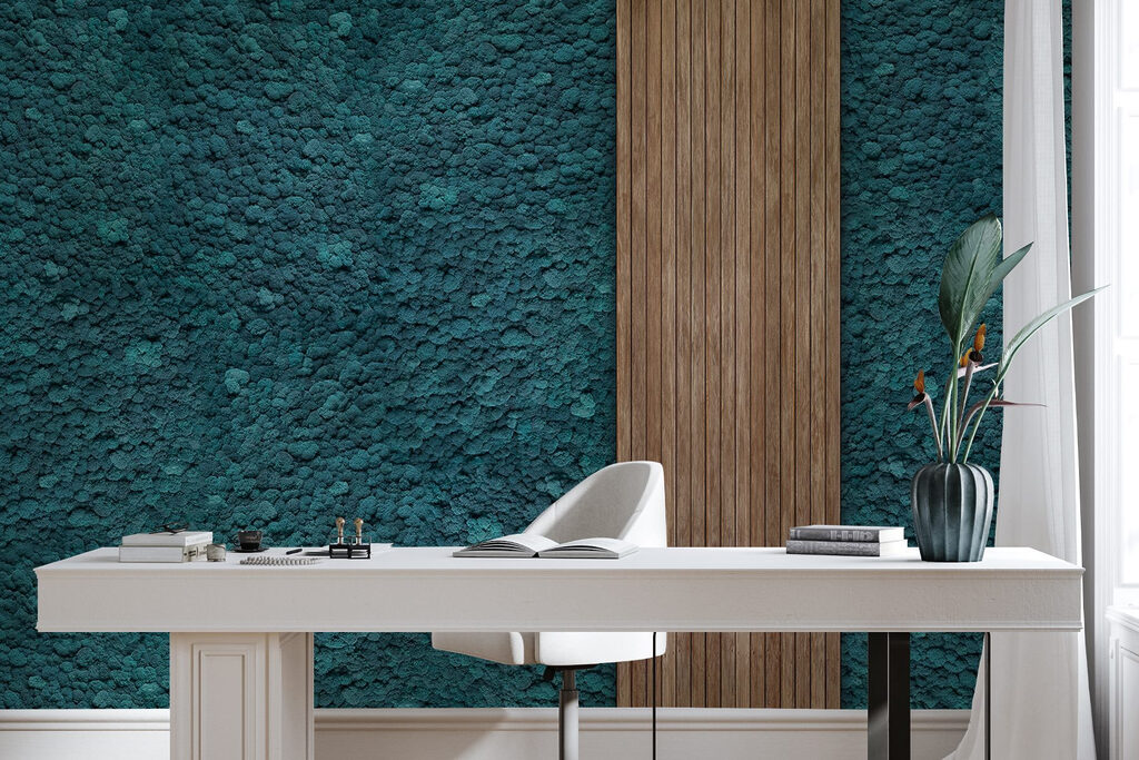 Wood plank on a blue carpet