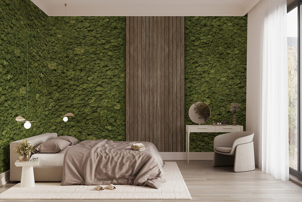 Wood plank on a green carpet