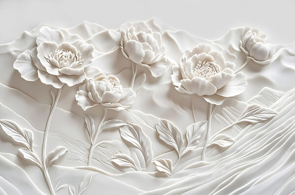White flower carving on a wall