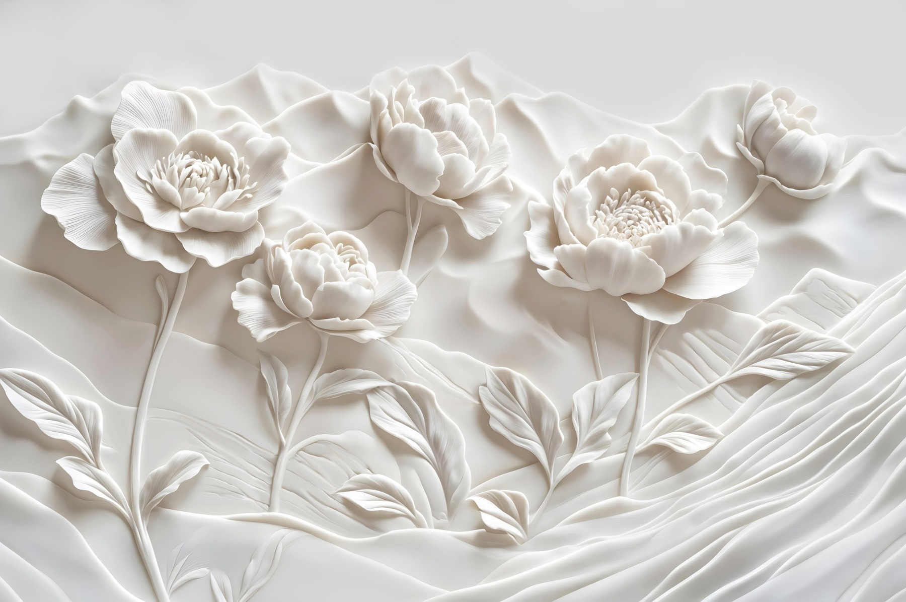 White flower carving on a wall