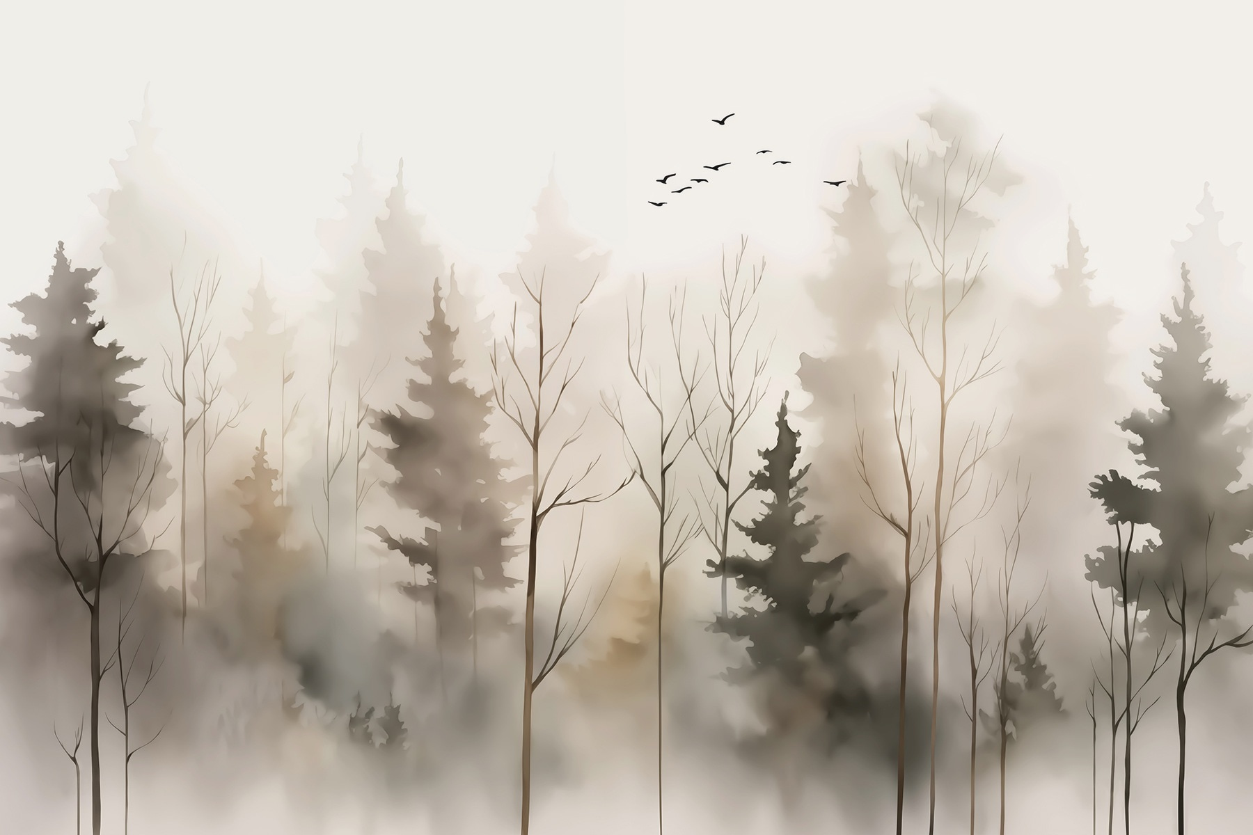 Group of trees in fog