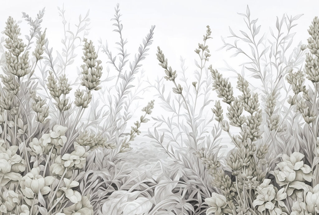 Serene botanical garden in soft hues