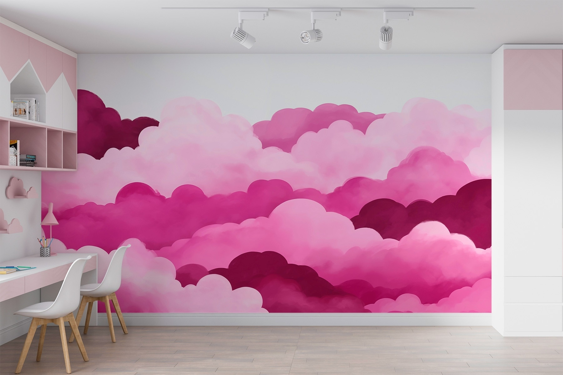 Pink clouds in the sky