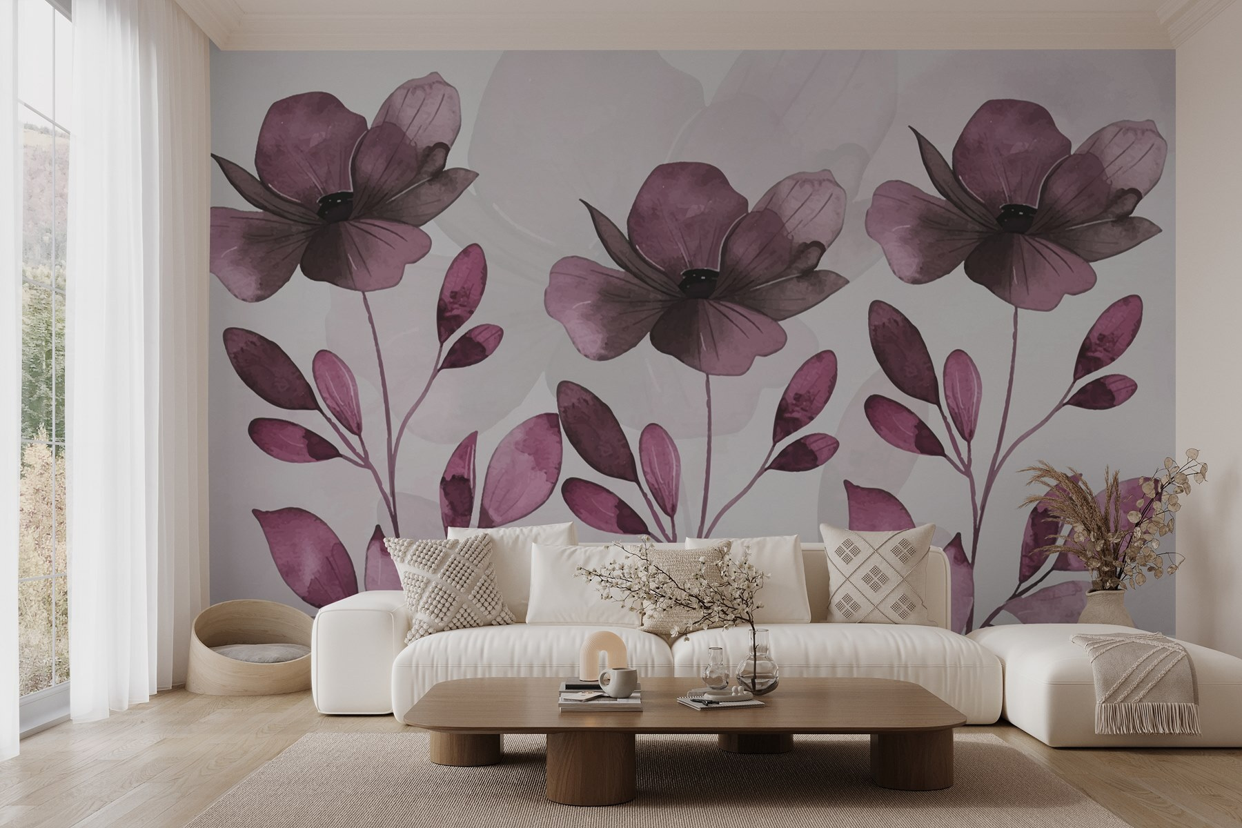 Purple flowers and leaves