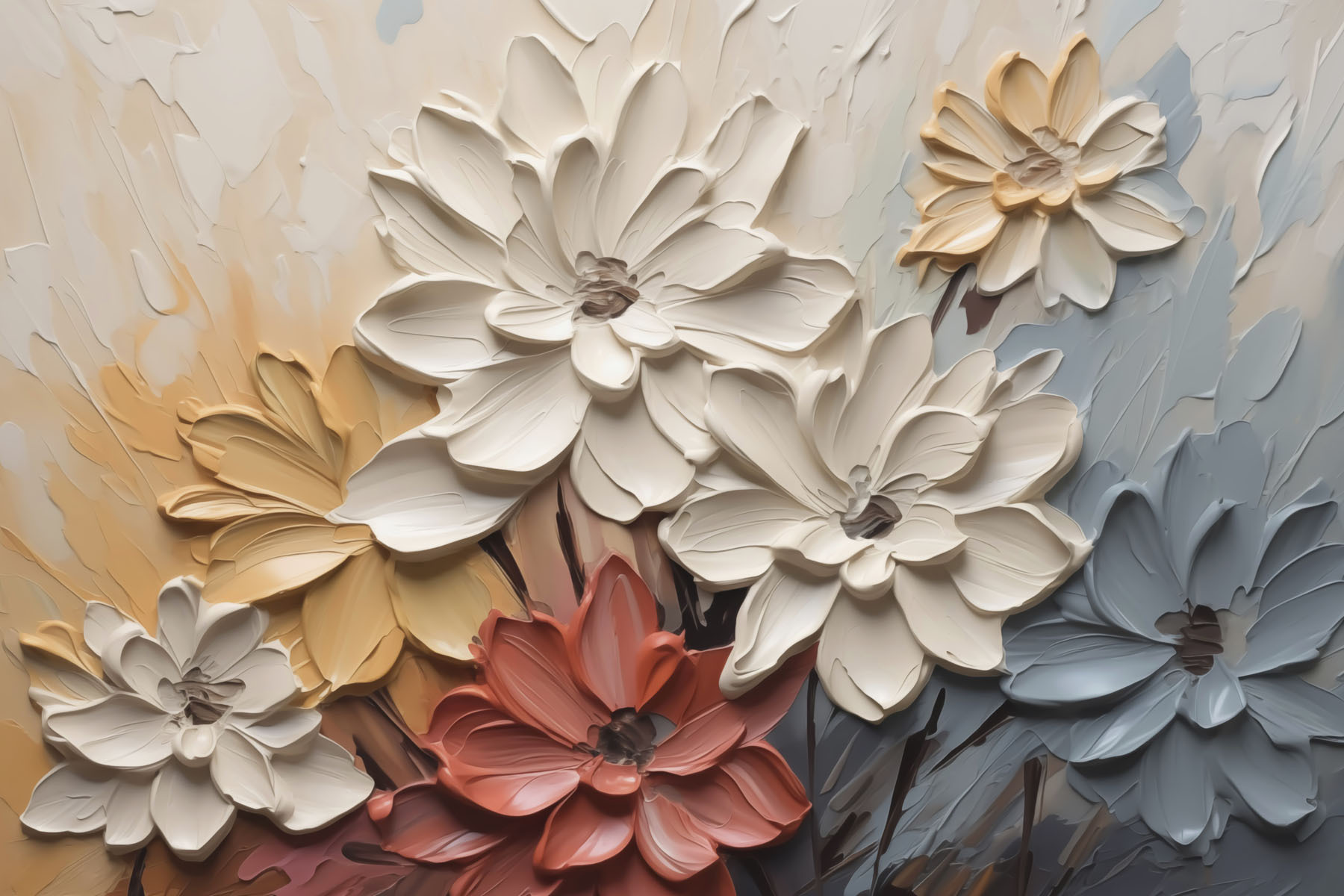 Painting of flowers on a wall