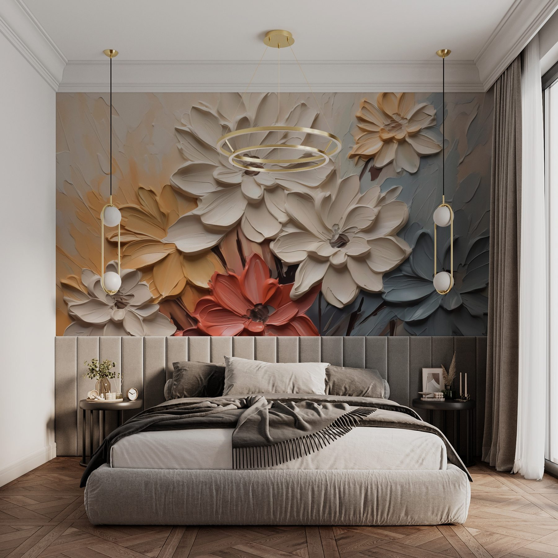 Painting of flowers on a wall