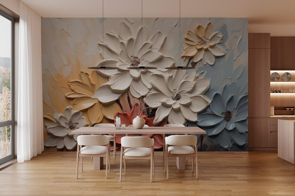Painting of flowers on a wall