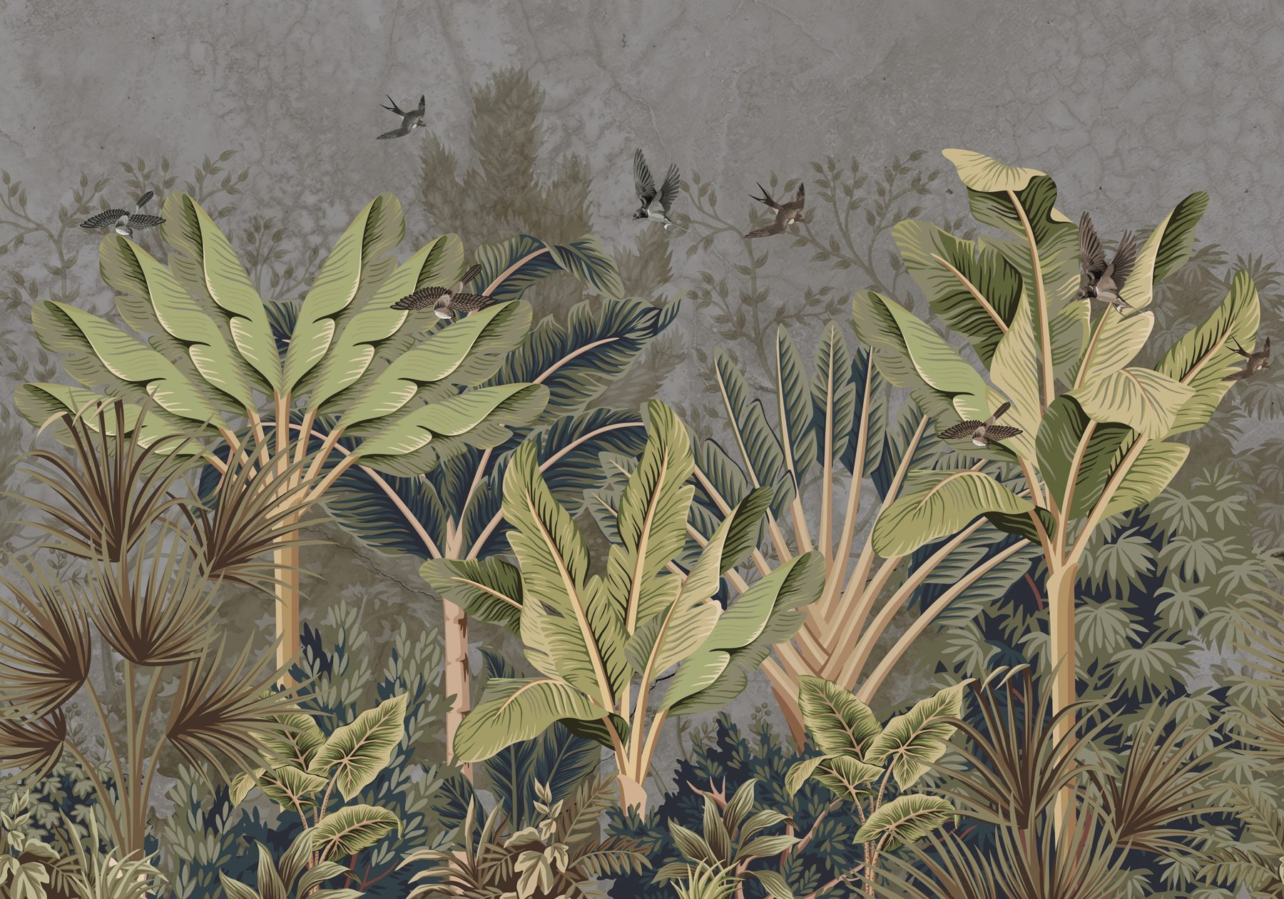 Wallpaper with a tropical forest Wallpaper with a tropical forest