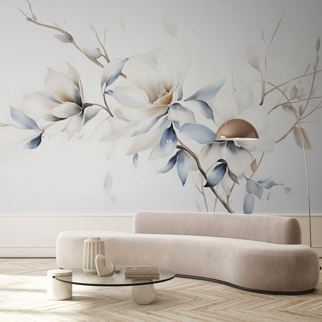 Painting of flowers on a white background