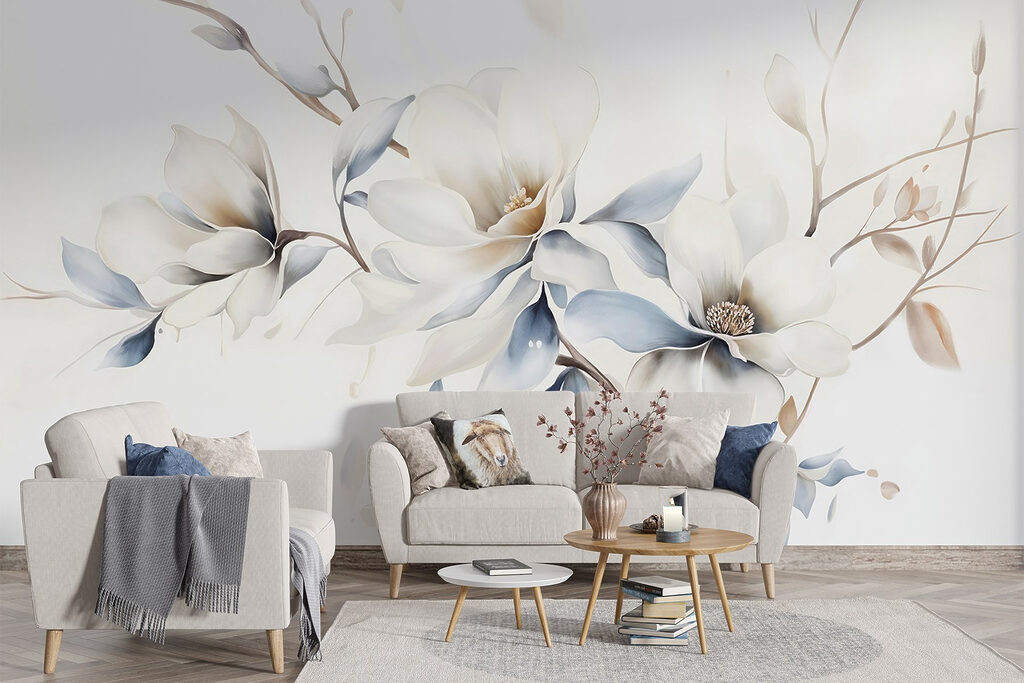 Painting of flowers on a white background