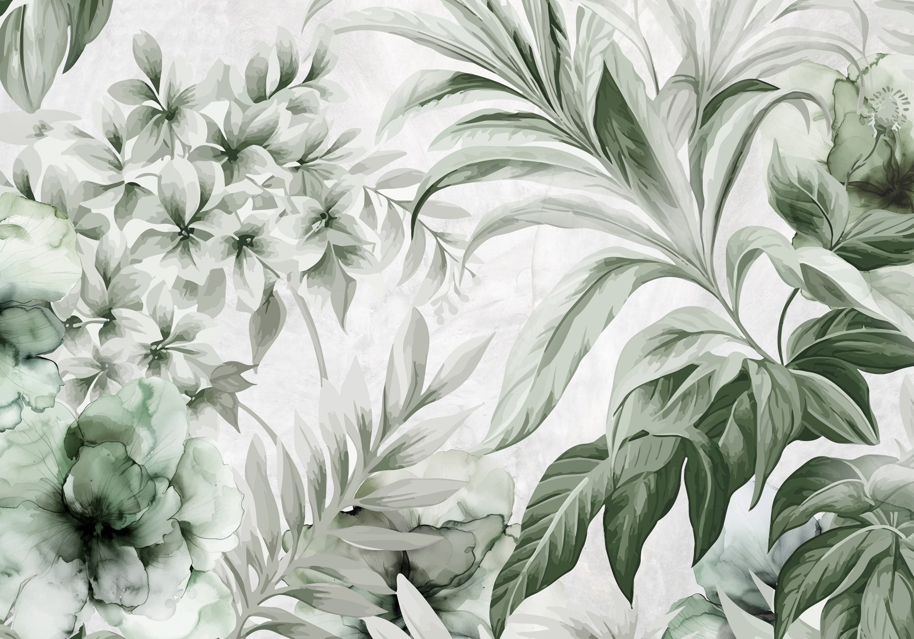 Fresh botanical patterns in green hues