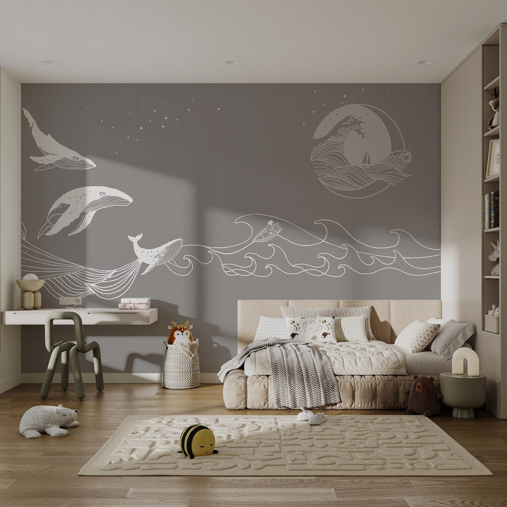 Whale and whale in the sea