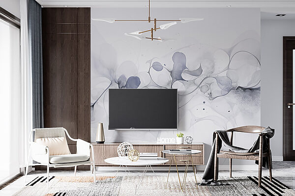 Abstract fluid shapes in soft tones