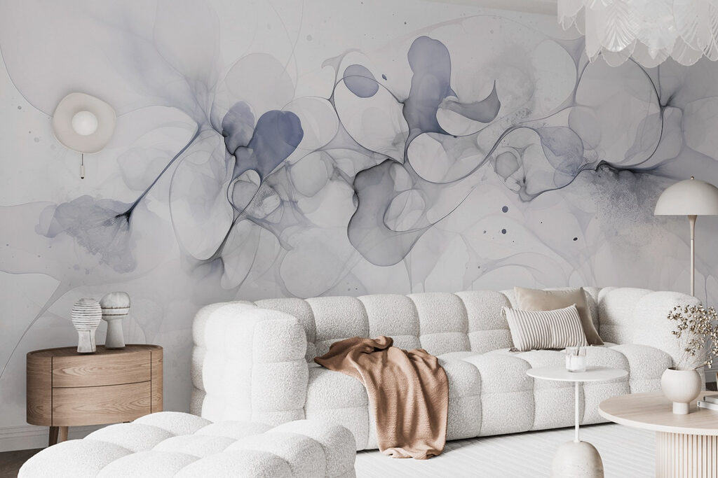 Abstract fluid shapes in soft tones