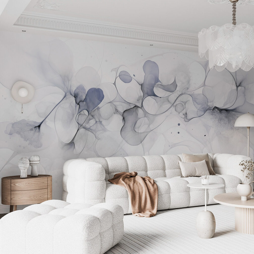 Abstract fluid shapes in soft tones