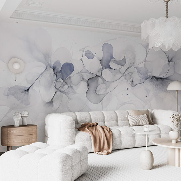 Abstract fluid shapes in soft tones