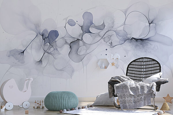 Abstract fluid shapes in soft tones