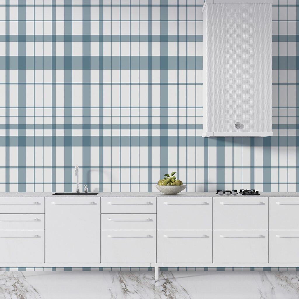 Blue and white plaid