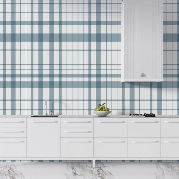 Blue and white plaid