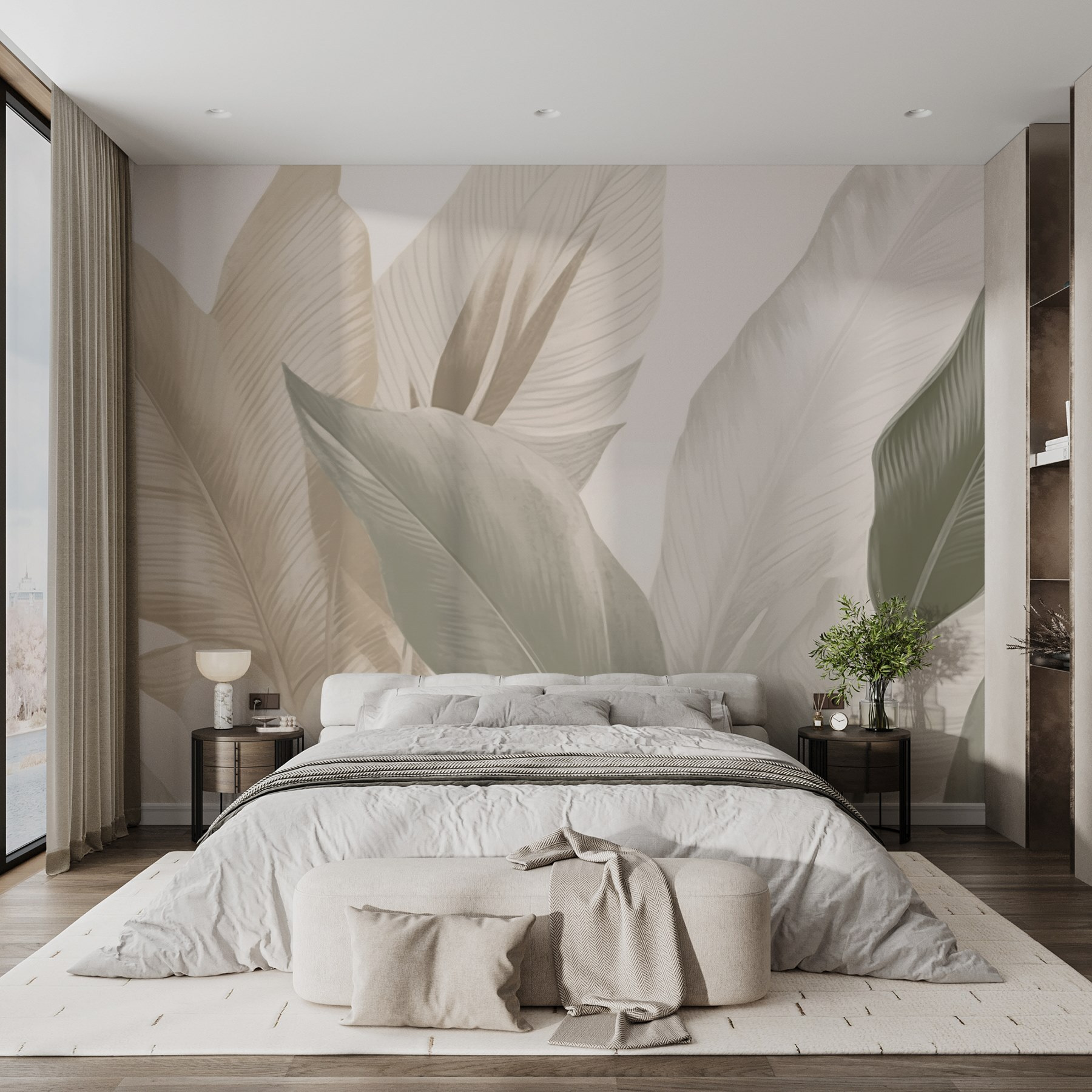 Soft greens and earthy hues blend