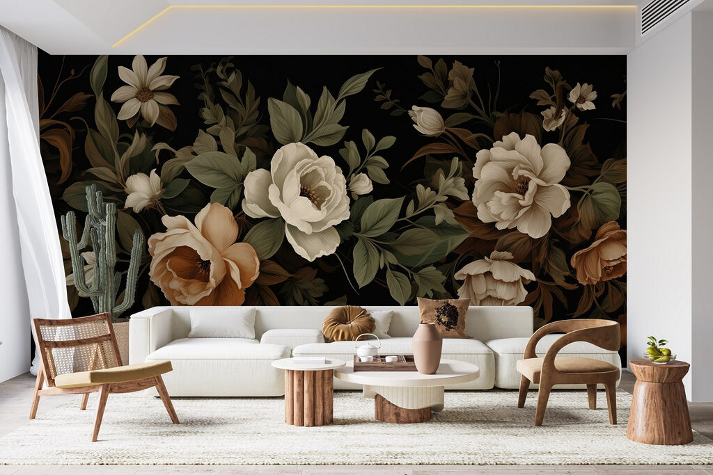 Delicate blooms on a dark backdrop