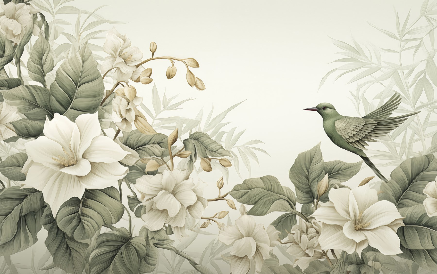 Bird on a branch with flowers