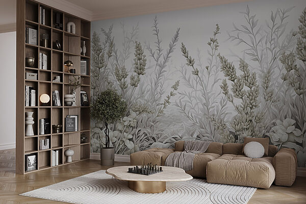 Serene botanical garden in soft hues