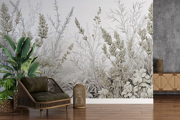 Serene botanical garden in soft hues