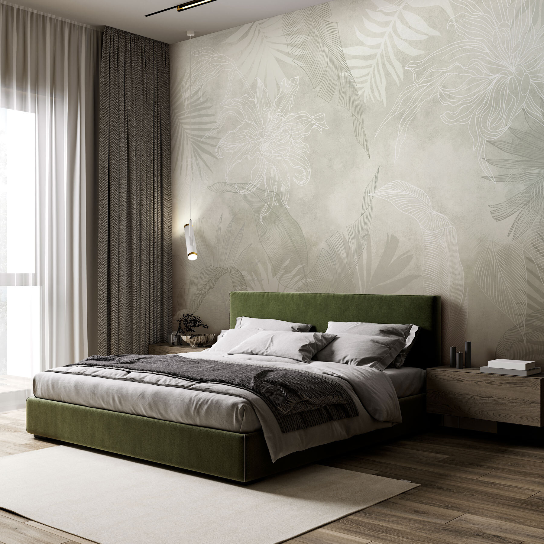 White and grey floral pattern