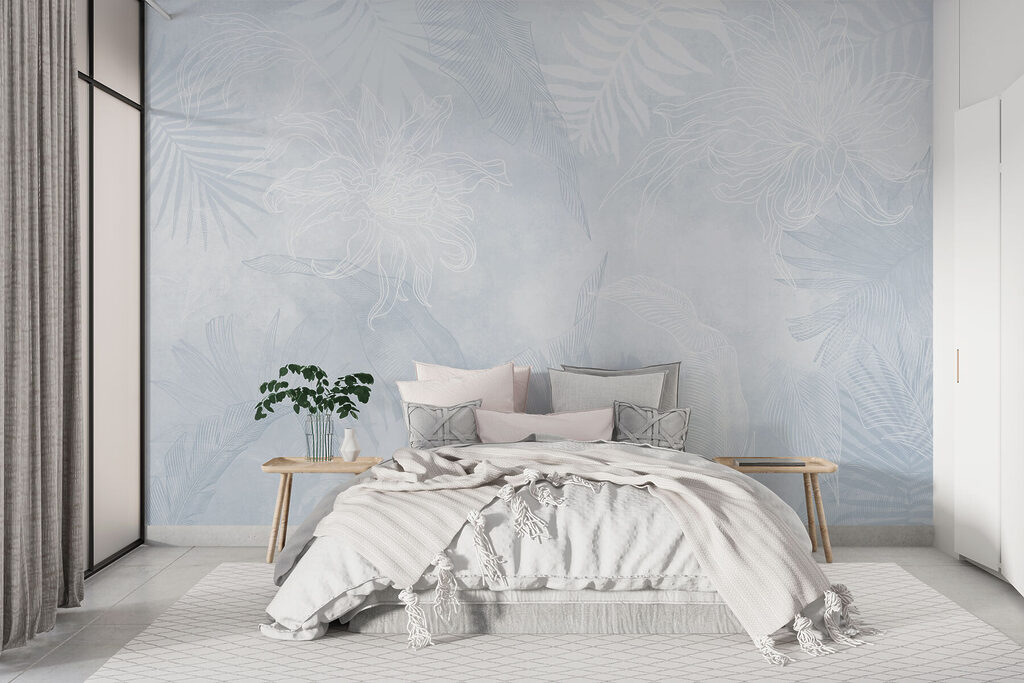 White and blue floral pattern