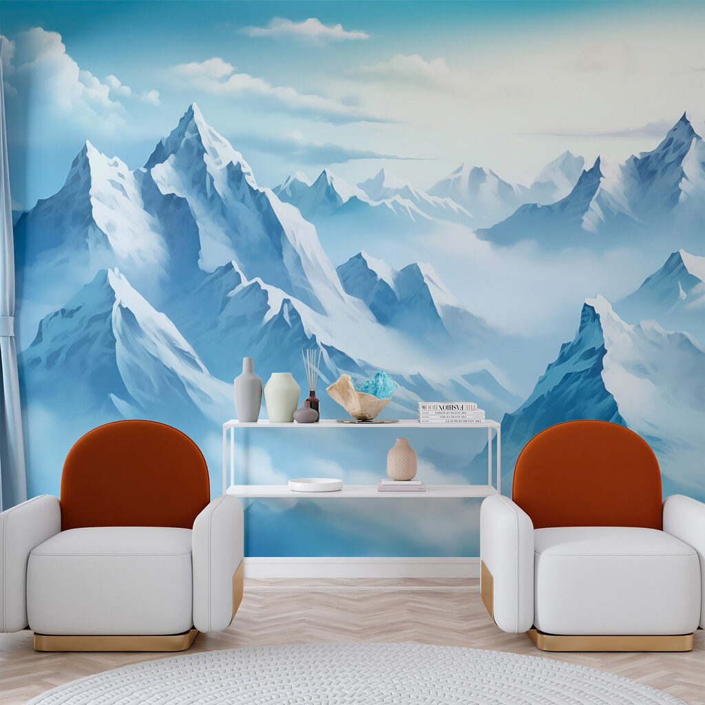 Mountain range with clouds