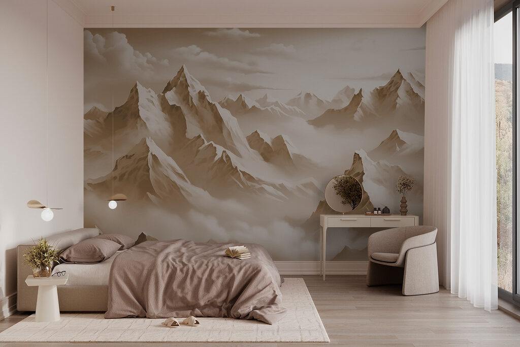 Mountain range with clouds