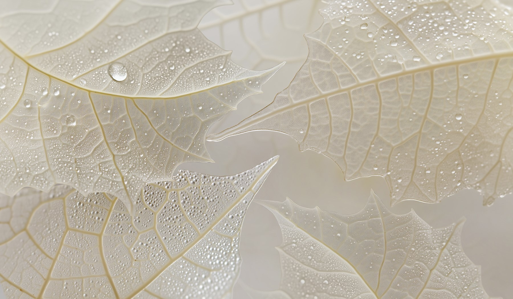 Delicate leaves with morning dew