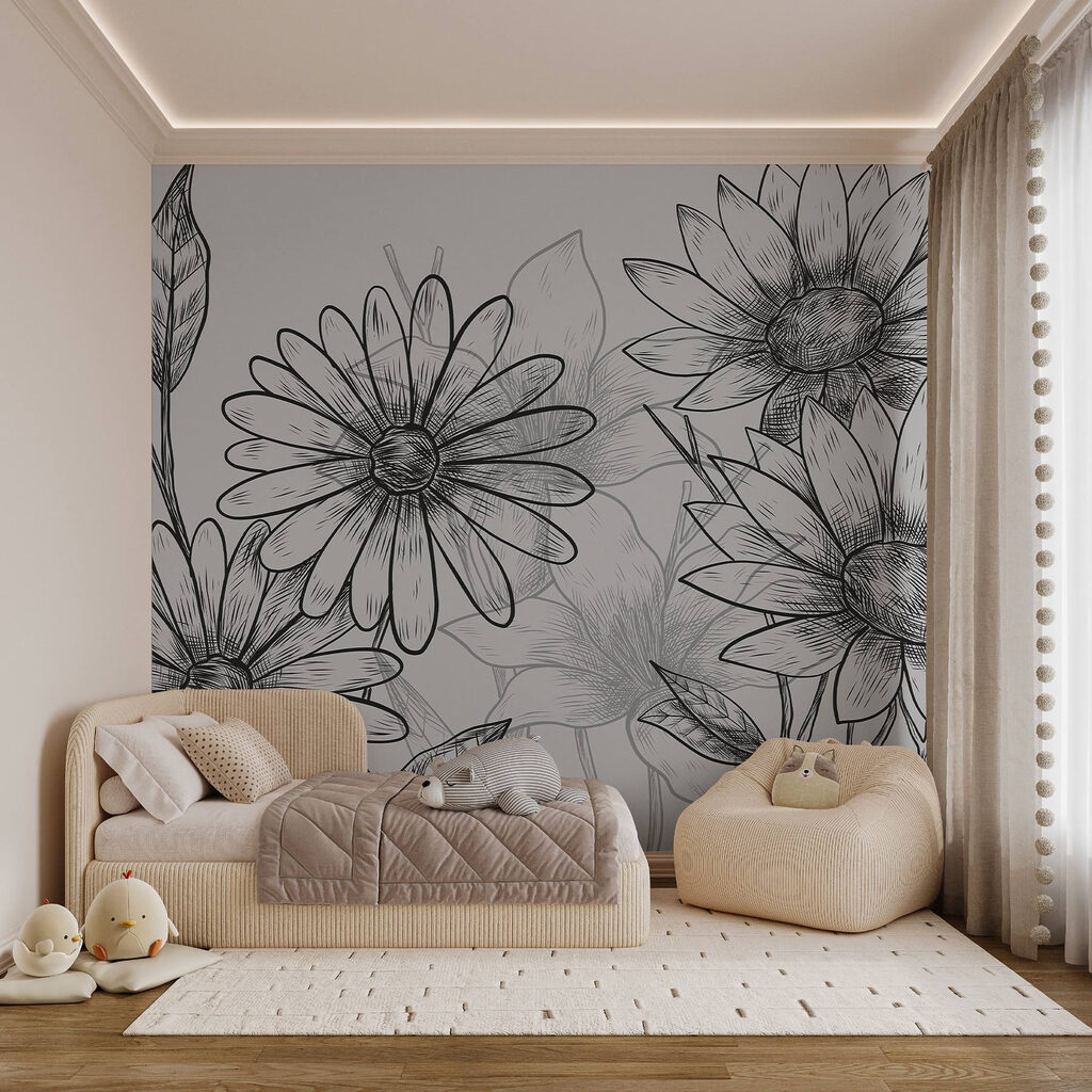 Group of flowers with leaves