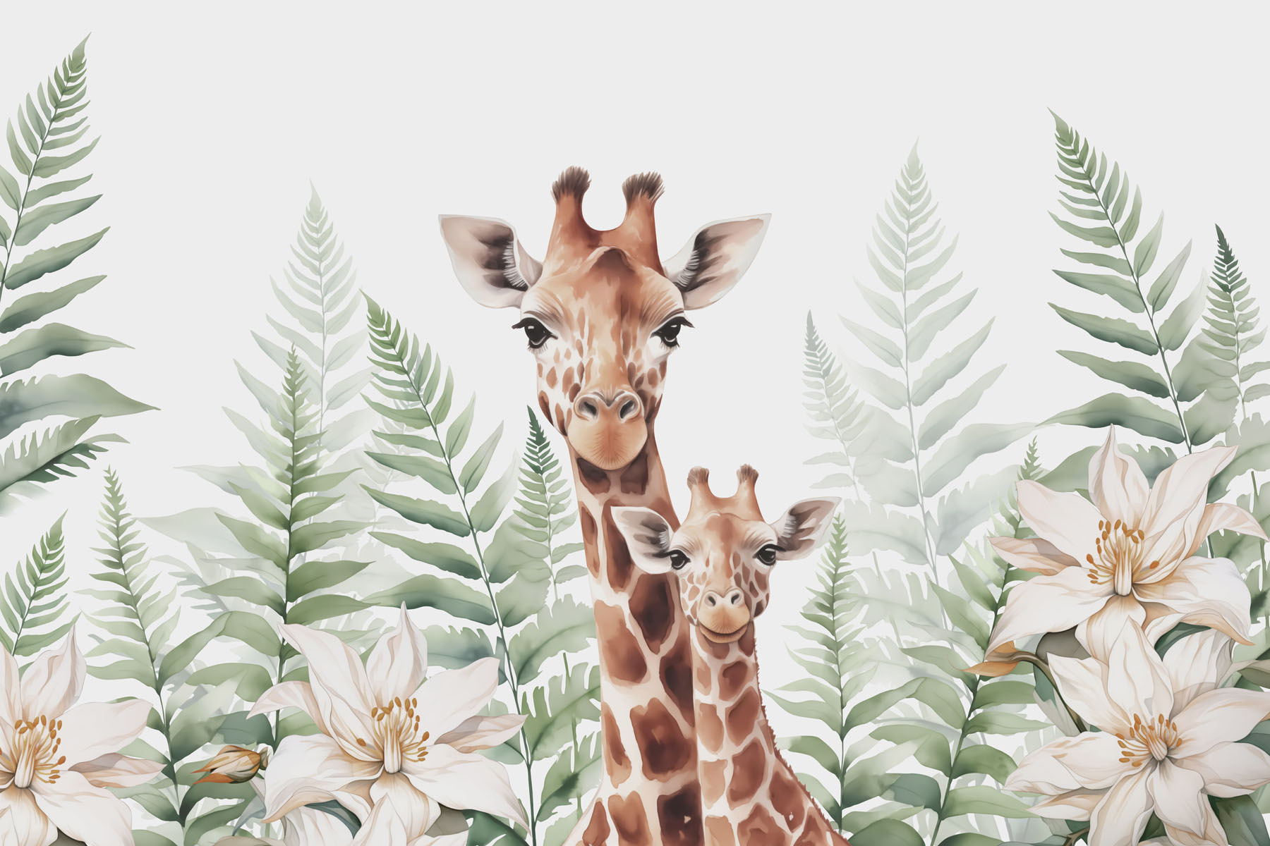 Giraffes and flowers