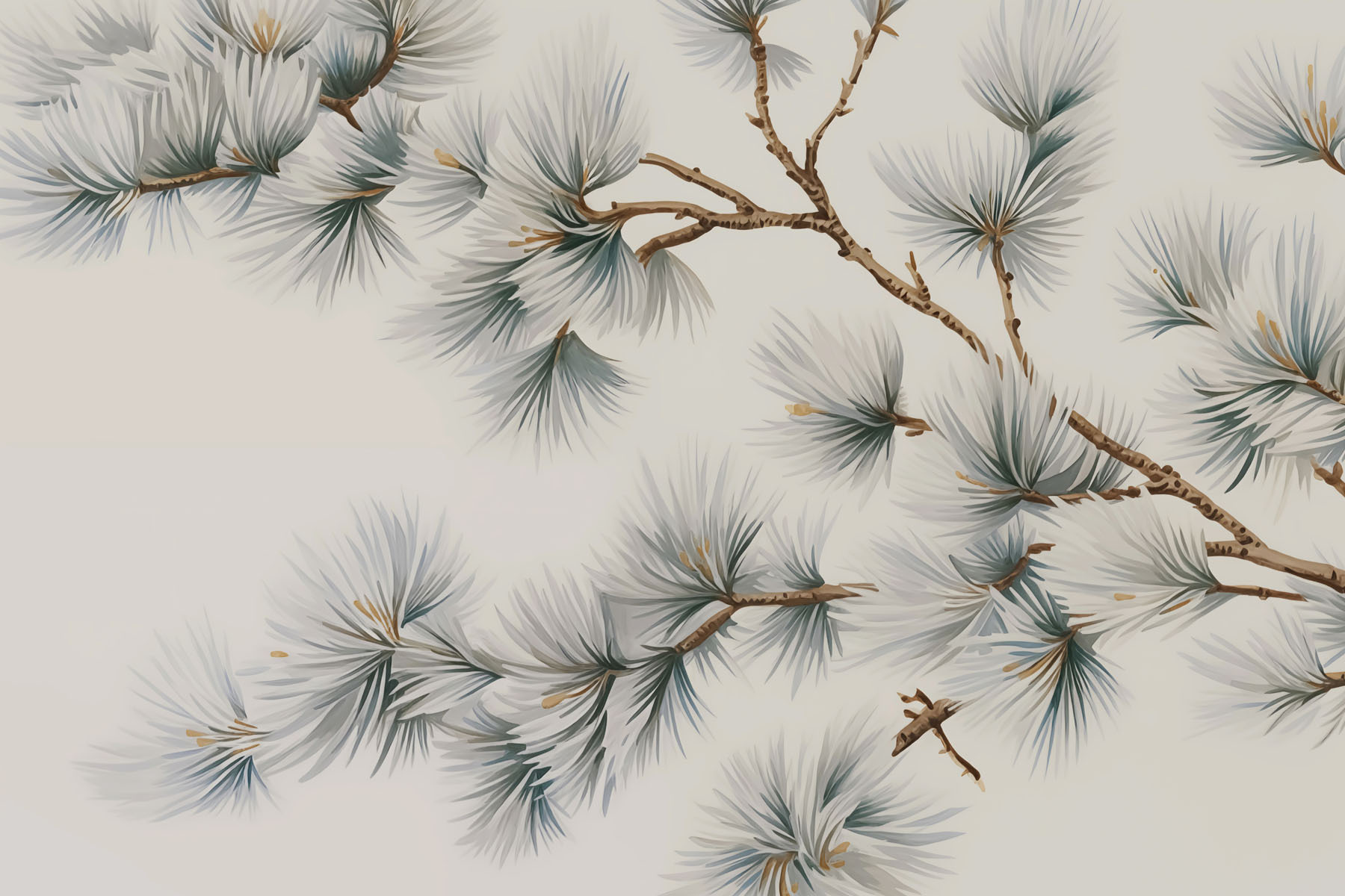 Delicate pine branches on display