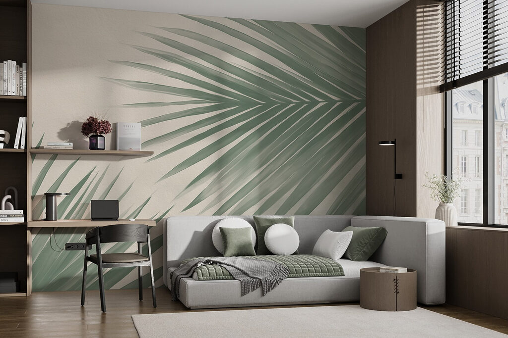 Fresh green palm leaves, nature's touch