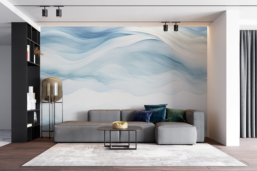 White and blue watercolor painting