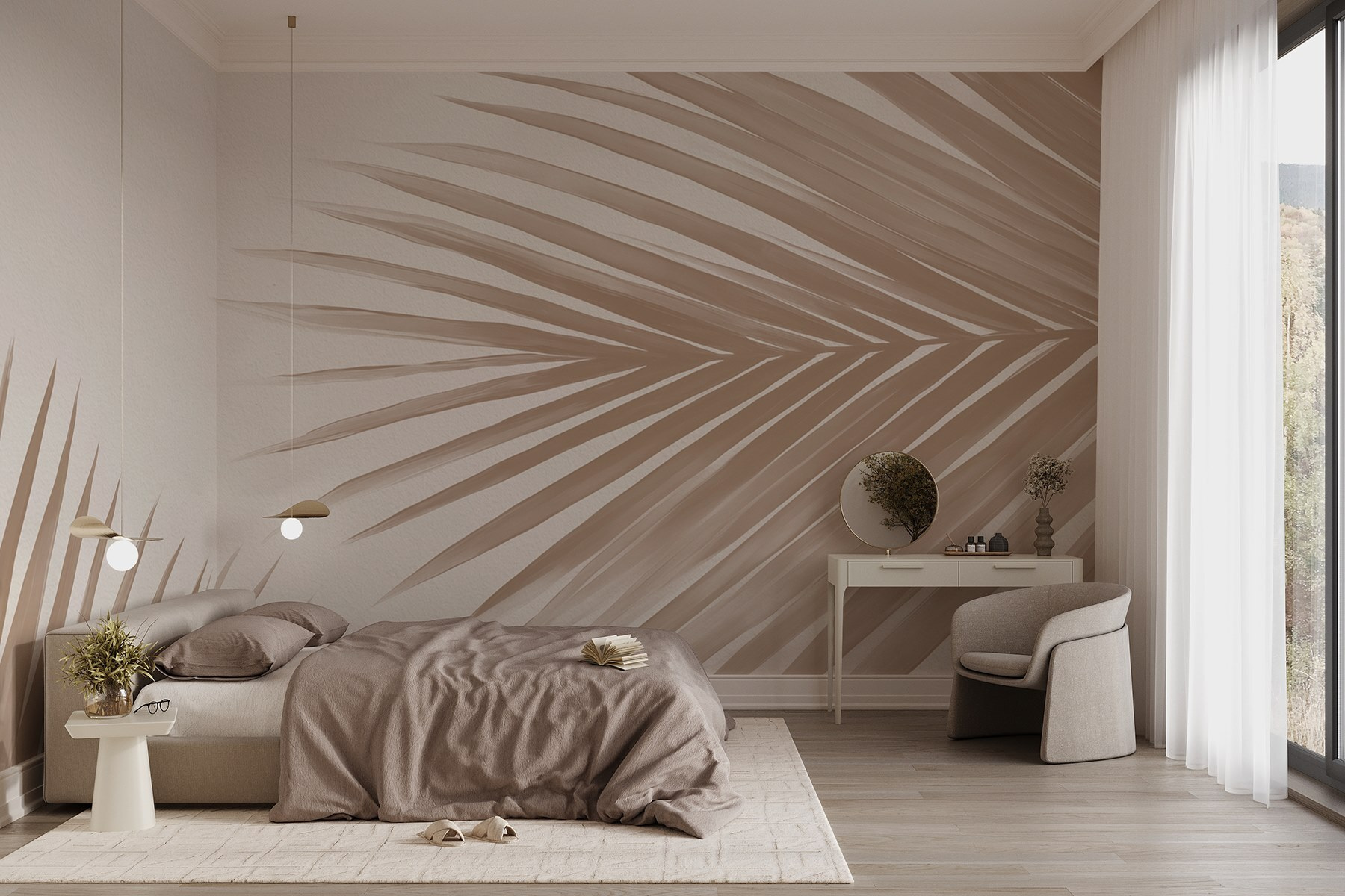 Elegant palm leaves on a soft background