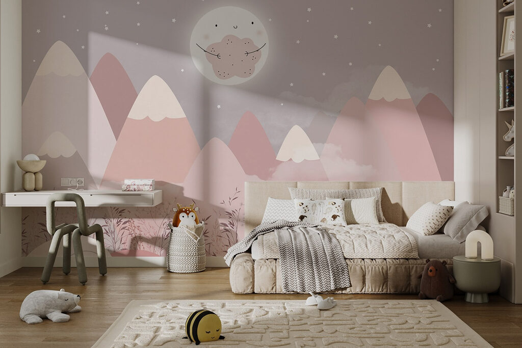 Landscape of mountains and the moon