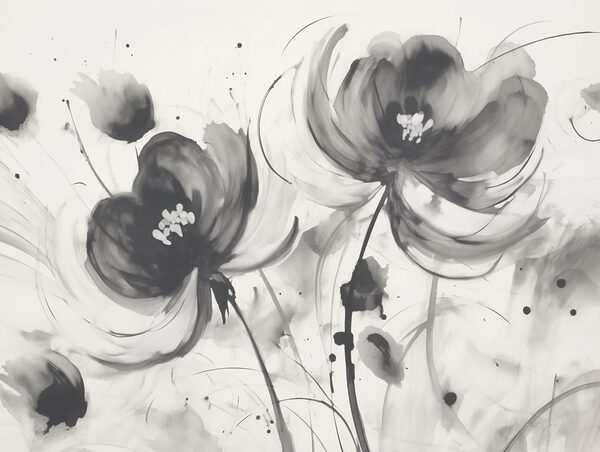 Painting of flowers on a white surface