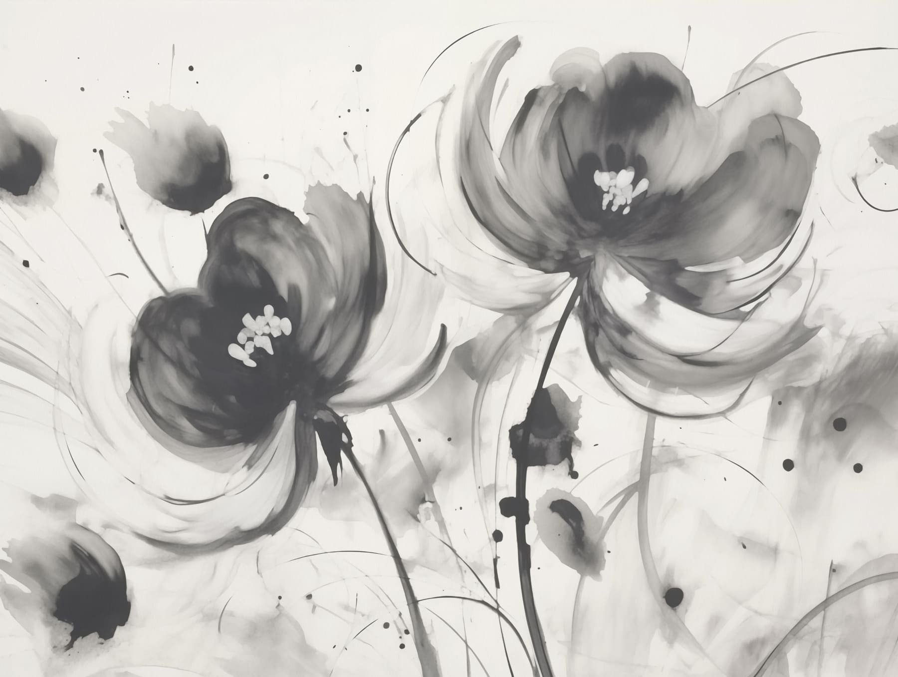 Painting of flowers on a white surface