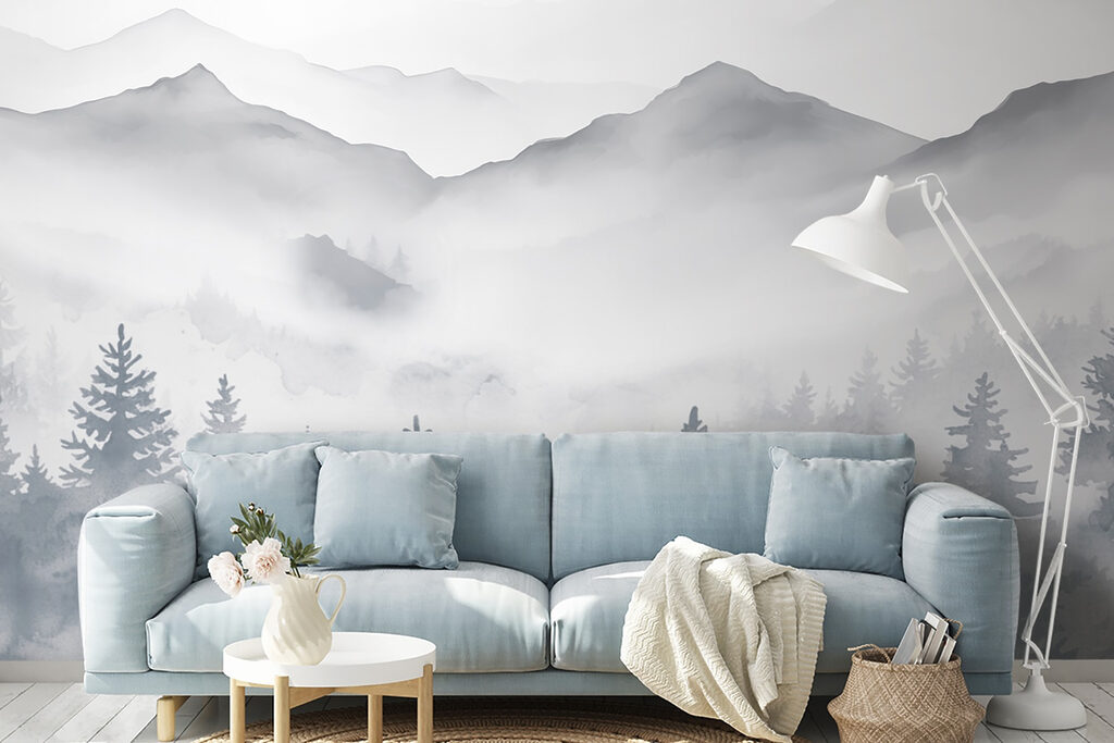 Landscape of mountains and trees Landscape of mountains and trees