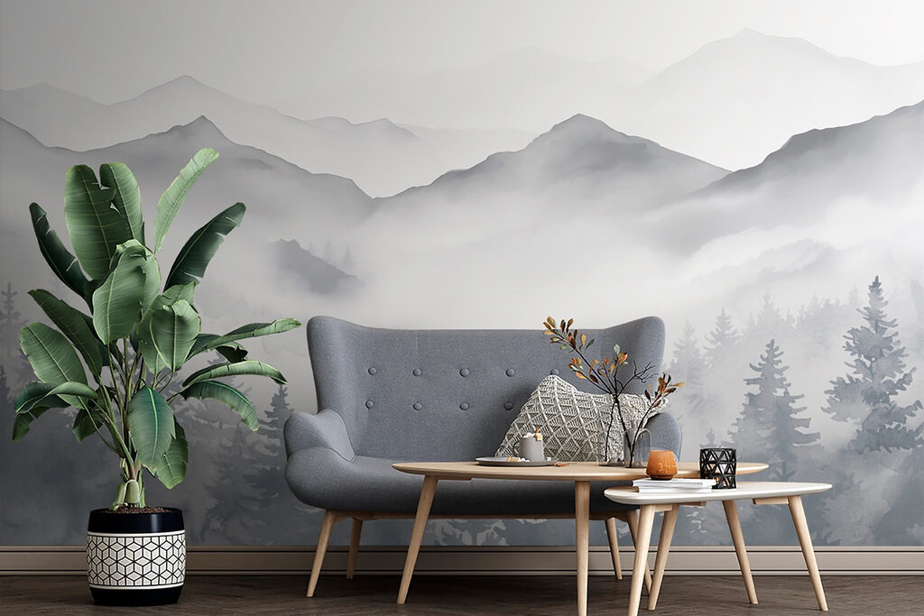 Landscape of mountains and trees Landscape of mountains and trees