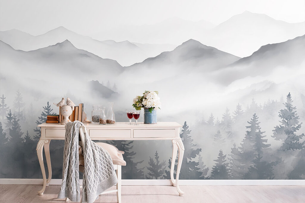 Landscape of mountains and trees Landscape of mountains and trees